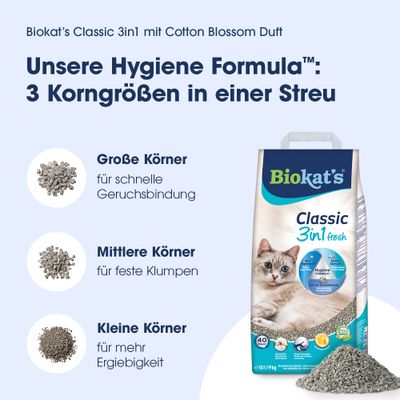 Biokat's Classic 3in1 Fresh Katzenstreu Baumwollblüte