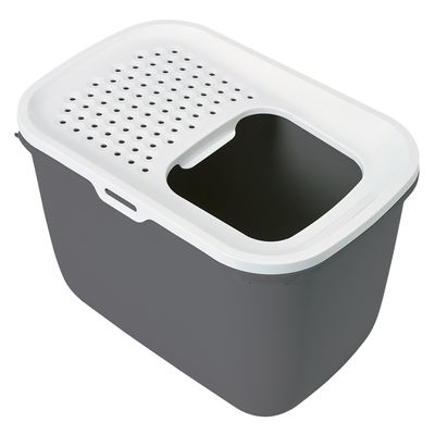 Arenero cubierto Savic Hop In para gatos Gris antracita y blanco