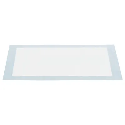 Tappetino rettangolare bianco con bordo blu, adatto per applicazioni igieniche.