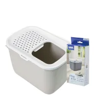 Savic Katzentoilette Hop In Starterset: Toilette sand-beige/weiß + 6 Bag it up