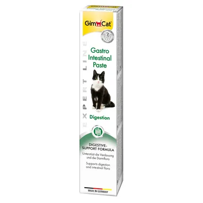 GimCat Gastro Intestinal Paste, Expert Line. Supports digestion and gut flora. Made in Germany.
