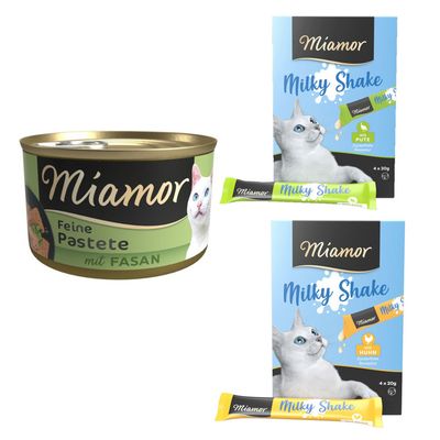 Miamor Pastete, 24 x 85 g + Miamor Milky Shake: indyk, 4 x 20 g i kurczak, 4 x 20 g gratis!
