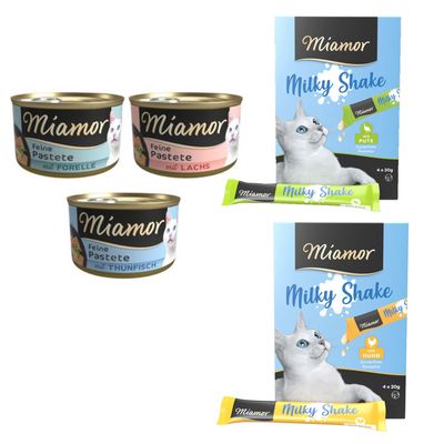 Miamor Pastete, 24 x 85 g + Miamor Milky Shake: indyk, 4 x 20 g i kurczak, 4 x 20 g gratis!
