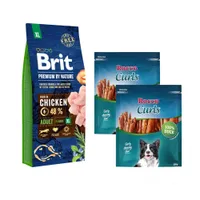 10 zł taniej! Brit karma sucha dla psa, 12 / 15 kg + Rocco Curls, kaczka, 400 g  - Adult XL, kurczak