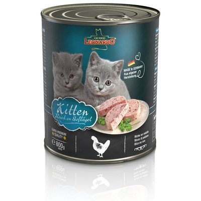 Leonardo All Meat 24 x 800 g Alimento umido per gatti Kitten Pollame