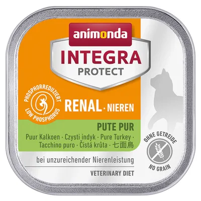 Animonda Integra Protect Renal-Nieren, krůta čistá, se sníženým obsahem fosforu, bez obilovin. Při nedostatečné funkci ledvin. Veterinary Diet.
