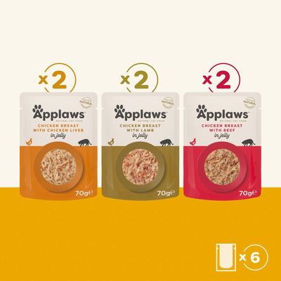 Økonomipakke: 48 x 70 g Applaws Pouch i gelé Mix