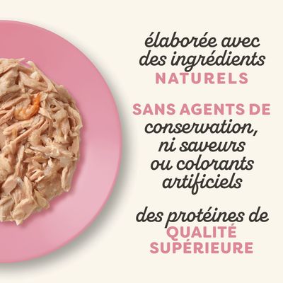 Lot de 32 sachets Applaws Chicken Breast with Beef in jelly, 70 g chacun. Texte visible : 32x70g, Applaws, Chicken Breast with Beef in jelly, 70g.