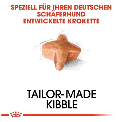 Posebej za nemškega ovčarja zasnovana briketirana hrana. Tailor-made Kibble.