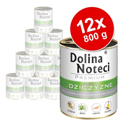 Dolina Noteci Premium Dziczyzne konzerv 12×800 g, dobozon: rizs barna, bazsalikom, sárgarépa, lenmagolaj képekkel. Nagy piros körben: 12x 800 g. Dolina Noteci Premium Dziczyzne konzerv 12×800 g, dobozon: rizs barna, bazsalikom, sárgarépa, lenmagolaj képekkel. Nagy piros körben: 12x 800 g.