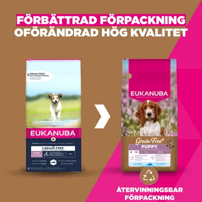 Eukanuba Grain Free Puppy Small & Medium Breed Sea Fish - Sparpack: 2 x 3 kg