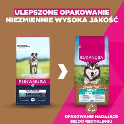 Eukanuba Grain Free Adult Large & Giant Breed, ryba morska - 12 kg