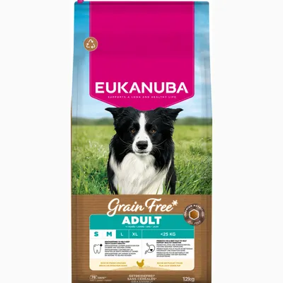 Eukanuba Grain Free Adult Small & Medium med kylling Eukanuba Grain Free Adult Small & Medium med kylling