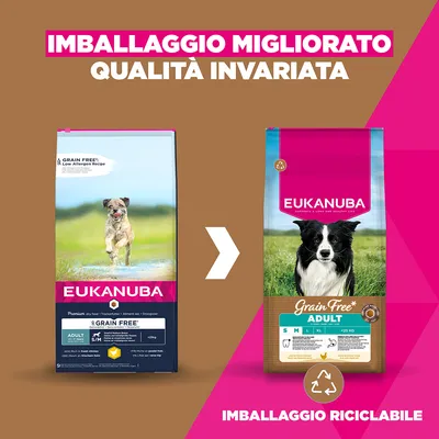 Eukanuba Grain Free Adult Small & Medium Pollo - 12 kg