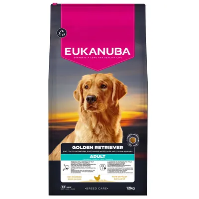 Eukanuba Golden Retriever Adulte, riche en poulet, 12 kg. Pour Flat Coated Retrievers, Chiens d'eau portugais et Spinones italiens. Breed Care. Favorise une vie longue et saine. Eukanuba Golden Retriever Adulte, riche en poulet, 12 kg. Pour Flat Coated Retrievers, Chiens d'eau portugais et Spinones italiens. Breed Care. Favorise une vie longue et saine.