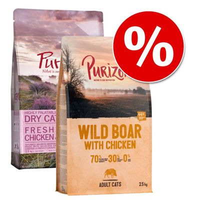 Pakiet przejściowy! Purizon bezzbożowa karma dla kociąt i dorosłych kotów 2,5 kg Kitten + 2,5 kg Adult kurczak i ryba – bez zbóż