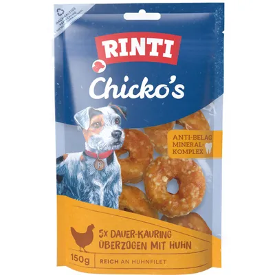 RINTI Chicko's langtidsholdbare tyggeringe med kylling, små - 5 x 30 g
