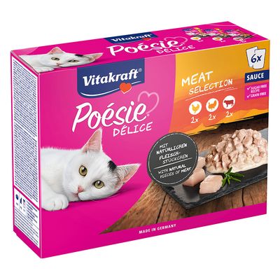 Vitakraft Poésie DéliSauce Gemengd Pakket 6 x 85 g Vlees-Mix
