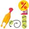 Sparset! KONG Tennisbälle mit Quietschie + SqueakAir Ball mit Seil + Spiel-Huhn mit Squeaker Sparset: Tennisbälle + SqueakAir Ball mit Seil + Spiel-Huhn mit Squeaker