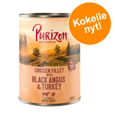 Purizon Chicken Fillet with Black Angus & Turkey, 45 % chicken fillet, 400 g, adult dogs. Oranssi merkki: Kokeile nyt!