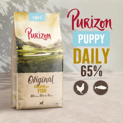 Purizon Puppy Original Csirke hallal, DAILY 65%, 12 kg. Összetétel: 65% csirke és hal, 35% egyéb összetevők, 0% gabona. Purizon Puppy Original Csirke hallal, DAILY 65%, 12 kg. Összetétel: 65% csirke és hal, 35% egyéb összetevők, 0% gabona.
