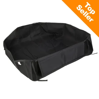 Sort transportbur eller beskyttelsesbakke i stofmateriale med åben front. Orange hjørnefelt med teksten 'Top Seller' øverst til højre.