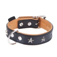 Heim Lederhalsband Stars, schwarz/beige - Gr. 60: 45 - 55 cm Halsumfang