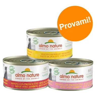 Set prova! Almo Nature HFC 6 x 95 g umido per cane - Mix: 2 x Pollo, 2 x Manzo, 2 x Vitello
