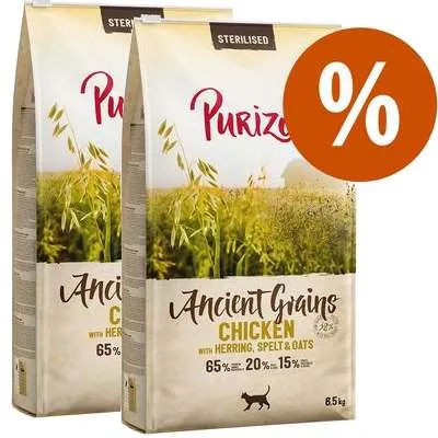 Ekonomipack: 2 x 6,5 kg Purizon Ancient Grains Adult - med urkorn - Chicken & Fish