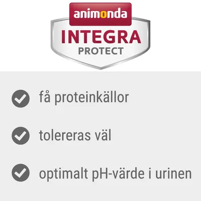 animonda INTEGRA PROTECT. få proteinkällor, tolereras väl, optimalt pH-värde i urinen