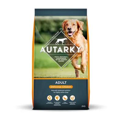 Autarky Adult Delicious Chicken, 2kg. Naturally balanced nutrition with added herbs, natural antioxidants, hypoallergenic, no artificial colours or preservatives, wheat gluten and soya free.