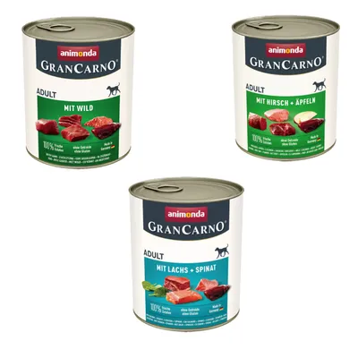 Kombi-Paket animonda GranCarno Original Adult 36 x 800 g - 12 x Lachs & Spinat + 12 x mit Wild + 12 x Hirsch & Äpfel Kombi-Paket animonda GranCarno Original Adult 36 x 800 g - 12 x Lachs & Spinat + 12 x mit Wild + 12 x Hirsch & Äpfel