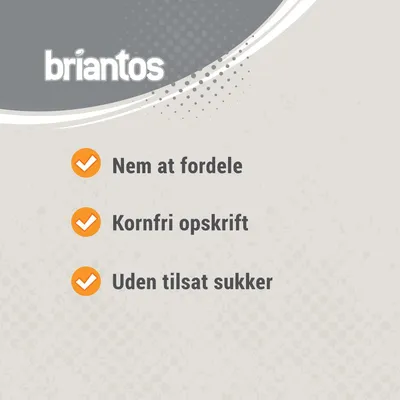briantos. Nem at fordele, Kornfri opskrift, Uden tilsat sukker