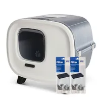 Savic Katzentoilette Mira - Starterset: Toilette anthrazit/weiß + 2 Filter