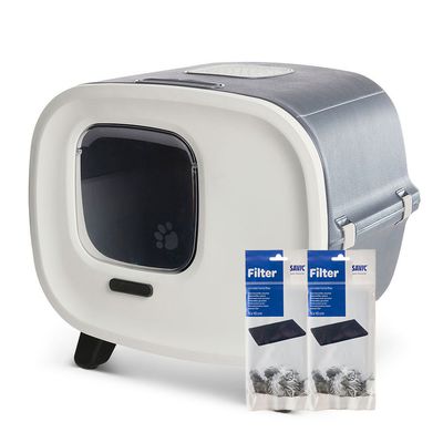 Savic Mira toaleta pro kočky startovací sada: toaleta šedá/bílá + 2 náhradní filtry