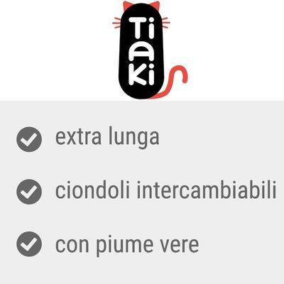 Tiaki, extra lunga, ciondoli intercambiabili, con piume vere