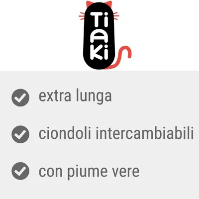 Tiaki, extra lunga, ciondoli intercambiabili, con piume vere