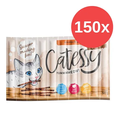 Catessy Yummmmeow! Snacksticks mit Geflügelgeschmack, ohne Zuckerzusatz, mit Taurin, getreidefrei. Packung enthält 150 Sticks à 50g.