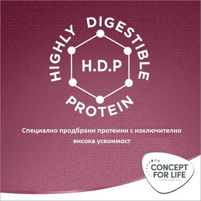 Concept for Life All Cats 10+, суха храна за по-възрастни котки над 10 години, опаковка 3 кг. Подпомага жизнеността, ставите и бъбречната функция.