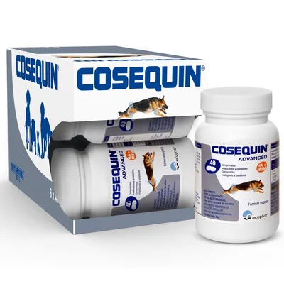 Cosequin Advanced HA+MSM, 40 comprimidos. Suplemento para perros para apoyar la salud articular. Fórmula con ingredientes vegetales.