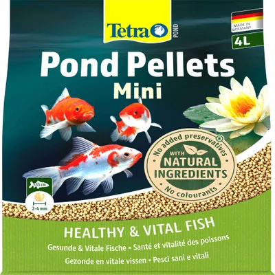Tetra Pond Pellets Mini, 4 L, Made in Germany. Med naturlige ingredienser, uden konserveringsmidler og farvestoffer. Pelletstørrelse 2-4 mm, for sunde og vitale fisk. Tetra Pond Pellets Mini, 4 L, Made in Germany. Med naturlige ingredienser, uden konserveringsmidler og farvestoffer. Pelletstørrelse 2-4 mm, for sunde og vitale fisk.