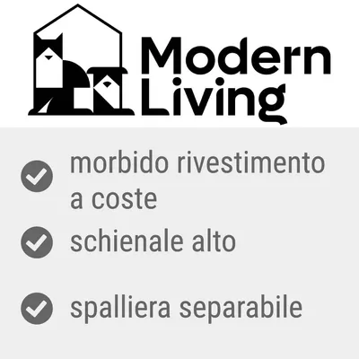 Modern Living, morbido rivestimento a coste, schienale alto, spalliera separabile