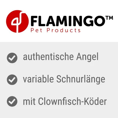 Flamingo Pet Products. Authentische Angel, variable Schnurlänge, mit Clownfisch-Köder.