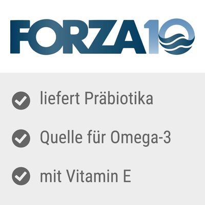 FORZA10. Liefert Präbiotika, Quelle für Omega-3, mit Vitamin E.