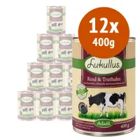 Lukullus Alimentazione naturale Adult 12 x 400 g Alimento umido per cani - Mix 1 (2 gusti): Pollame & Agnello + Coniglio & Selvaggina
