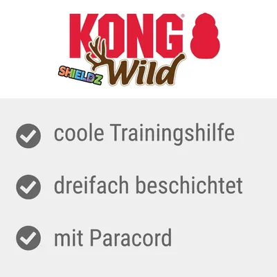 KONG Wild SHIELDZ. Texte en allemand : coole Trainingshilfe, dreifach beschichtet, mit Paracord.