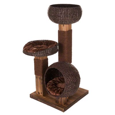 Arbre à chat Burned Wood marron + support de fixation universel
