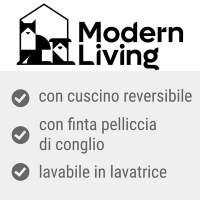 Modern Living, con cuscino reversibile, con finta pelliccia di coniglio, lavabile in lavatrice