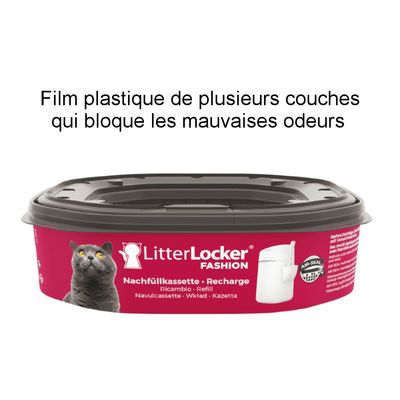 LitterLocker FASHION Nachfüllkassette Recharge, film plastique multicouche, texte : Film plastique de plusieurs couches qui bloque les mauvaises odeurs.