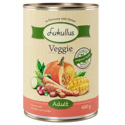 Lukullus Veggie Adult, korenje s bučo in mangom, 400 g. Prvoten okus, v Harmony with Nature.